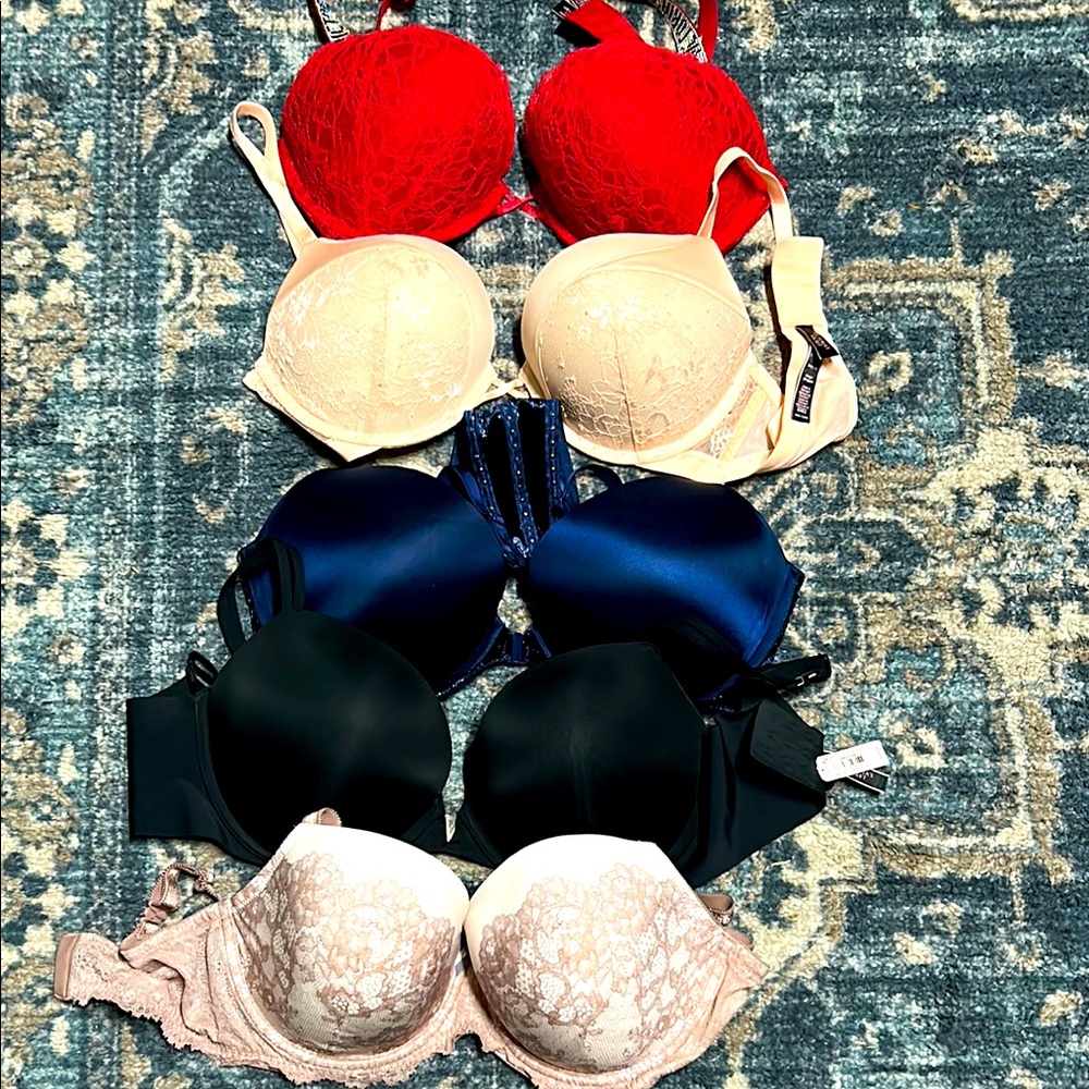 Elegant Lace Bra Set - Red, Cream, Blue, Black